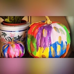 Hand painted pumpkins. Large, medium, small.